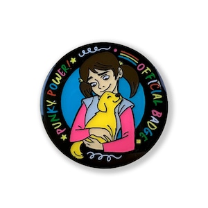 Punky Power Enamel Pin - 80s Girl Lapel Pin - Retro Pin Badge Nostalgia