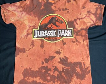 Reverse Tie Dye Jurassic Park T-shirt - Size Medium Adult - Festival Wear Vintage