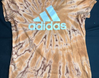 Reverse Tie Dye Adidas T-shirt - Women's Large - Upcycled Festival Wear Vintage Look