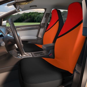Customizable Front Seat Covers for Car Pickup Truck SUVs Red and Orange with Black Protection Replacement