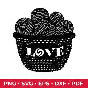 Crochet & Yarn Lover Design Clipart - Liebe, Garnkorb-Sublimationsdatei für Beutel, T-Shirts, Cup Press Geschenkprojekte - svg png eps dxf pdf