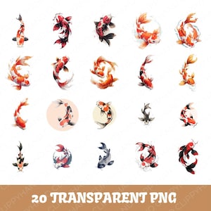 20 Koi Fish Clip Art, Koi Fish No Background, Koi Fish Transparent PNG Image, Commercial use