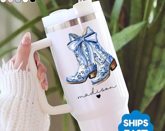 Personalized Cowgirl Boot Tumbler, Western Name Cup, Cowgirl Gift, Country Girl Birthday Gift, Rodeo Lover Gift, Boot Lover Cup