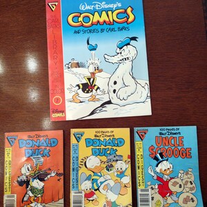 Lot of 4 Vintage Donald Duck and Uncle Scrooge Gladstone Comic Books, Walt Disney Comics Digest 1986 1987 Stories by Carl barks