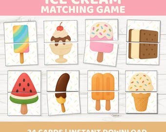 Ice Cream & Popsicle Color Matching Puzzle for Toddlers | Printable Summer Learning Activity