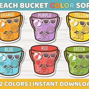 Beach Color Sorting Activity for Toddlers | Printable Color Match Game | Summer Busy Book Page | Preschool Learning PDF | Velcro Activity