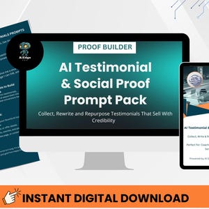 AI Testimonial & Social Proof Prompt Pack — Bauen Sie Glaubwürdigkeit auf und steigern Sie die Konversionen | Für Coaches, Kreative und Digitale Verkäufer