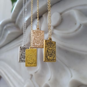 collier carte de tarot le diable doré et argenté en acier inoxydable, pendentif devil