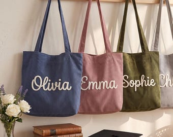 Personalized Graduation Gift Tote, Custom Name Corduroy Bag for Graduate, College Gift for Her, Senior Gift, Daily Tote Bag, Gift for Her