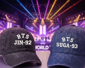 Personalized Custom Kpop Fan Gift for ARMY, BTS Embroidered Dad Hat, Vintage Washed Baseball Cap, Birthday Christmas Concert Outfit