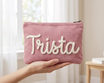 Neceser de punto personalizado, neceser de viaje con nombre personalizado, regalo de vacaciones para mujeres, organizador para viajes a la playa de damas de honor, neceser de aseo.