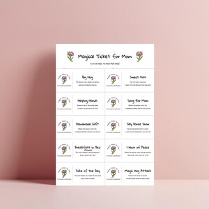 Coupons d'aide magique pour maman - pour les enfants - billets imprimables pour la fête des mères - feuille imprimable A4 avec 10 cartes colorées - téléchargement immédiat