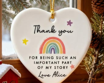 Personalised, Childminder Gift, Nursery Teacher, Preschool Leaving Ceramic Ornament, Thank you for being such an important part of my story
