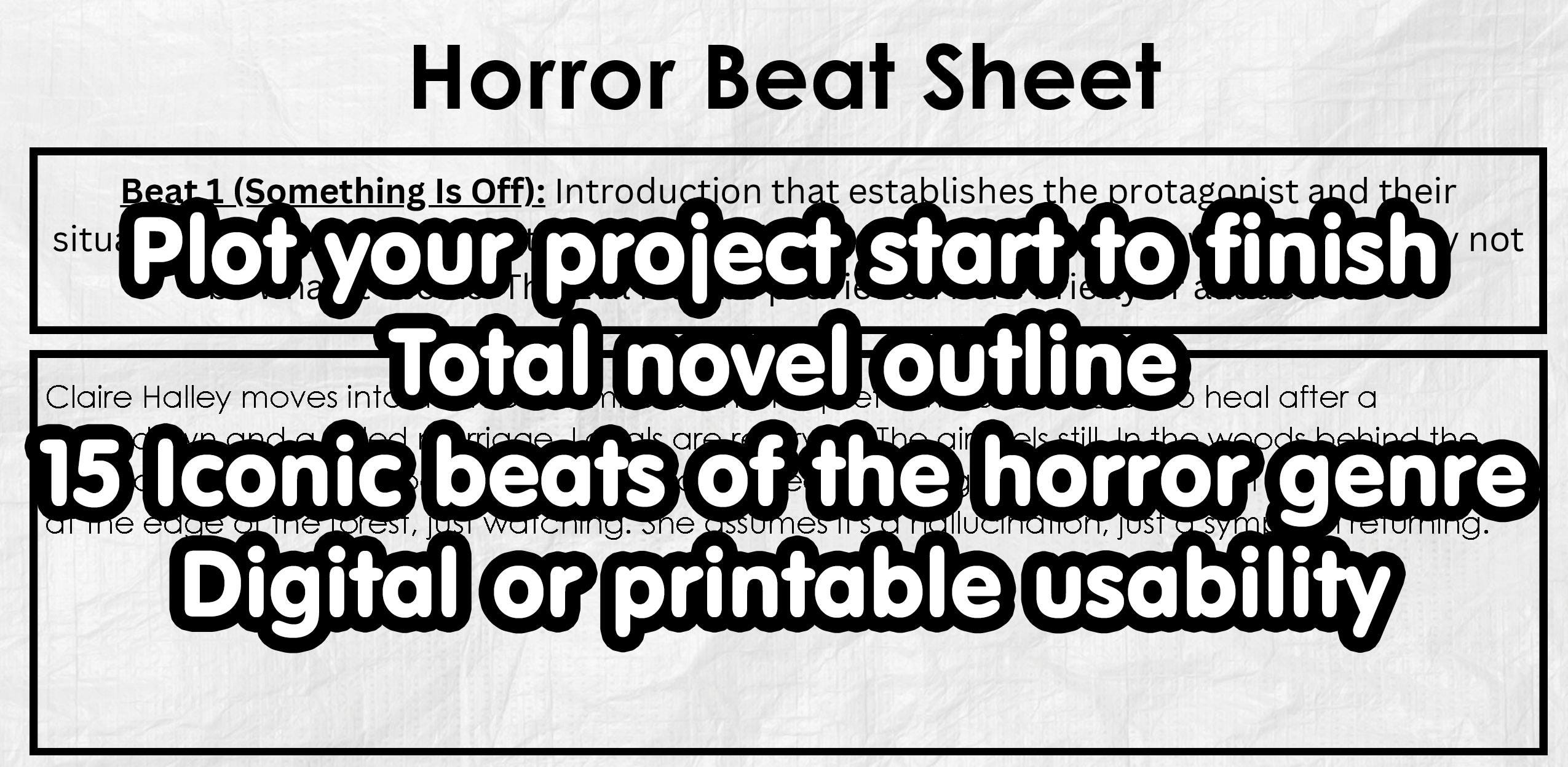 Horror Beat Sheet Novel Outline Template | Fillable PDF | Story ...