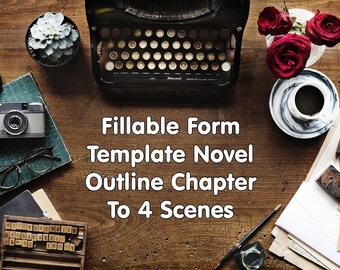 Plantilla de esquema de novela de 4 escenas por capítulo / Herramienta de escritura en PDF rellenable / Estructura de la historia / Regalo para escritores de NaNoWriMo