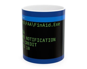 Financial Aid Mug | FinAid.Exe Funny Staff Gift | Higher Ed Office Humor | College Admin Coworker Mug