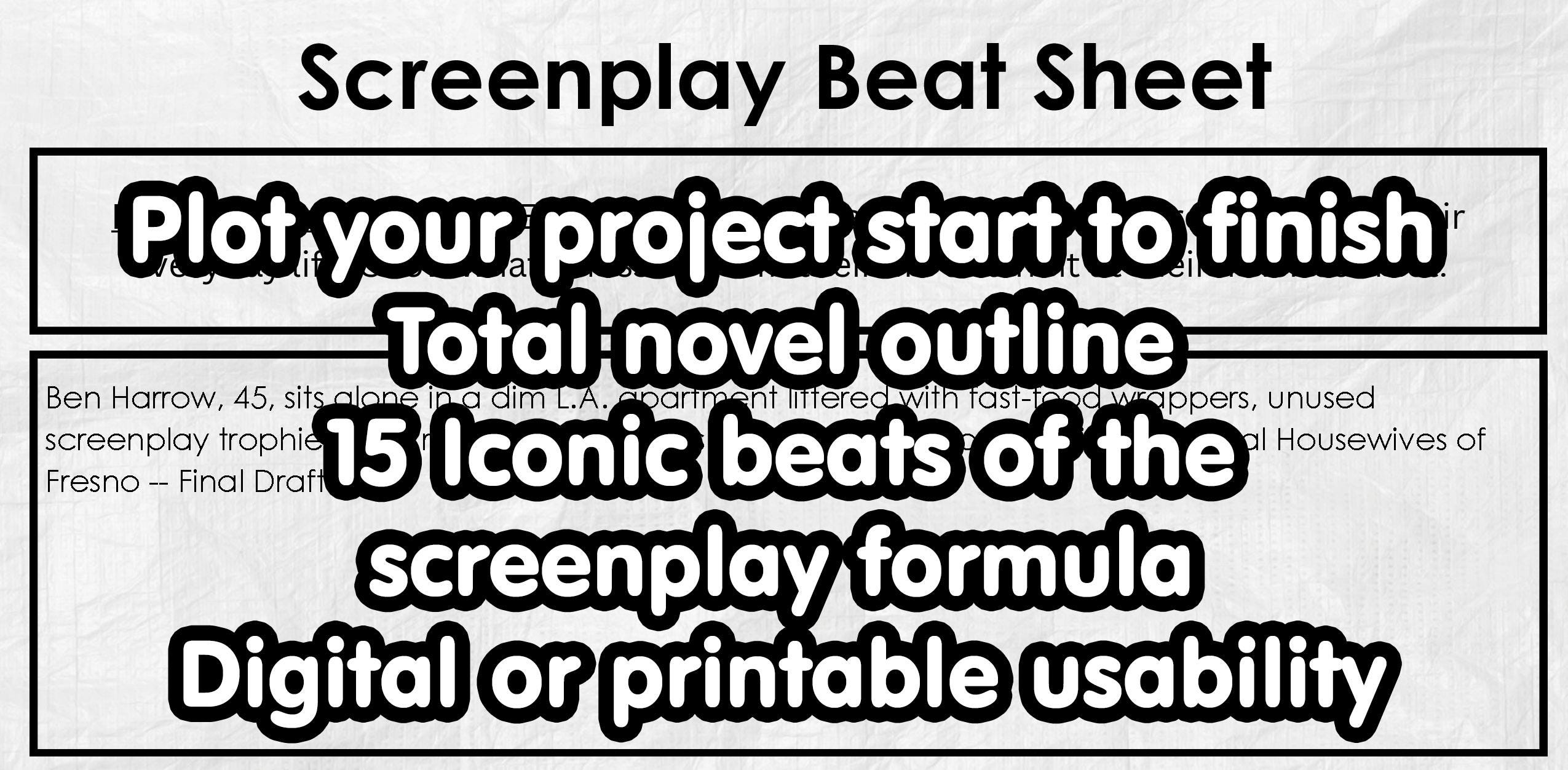 Screenplay Beat Sheet Outline Fillable Form Template - Etsy