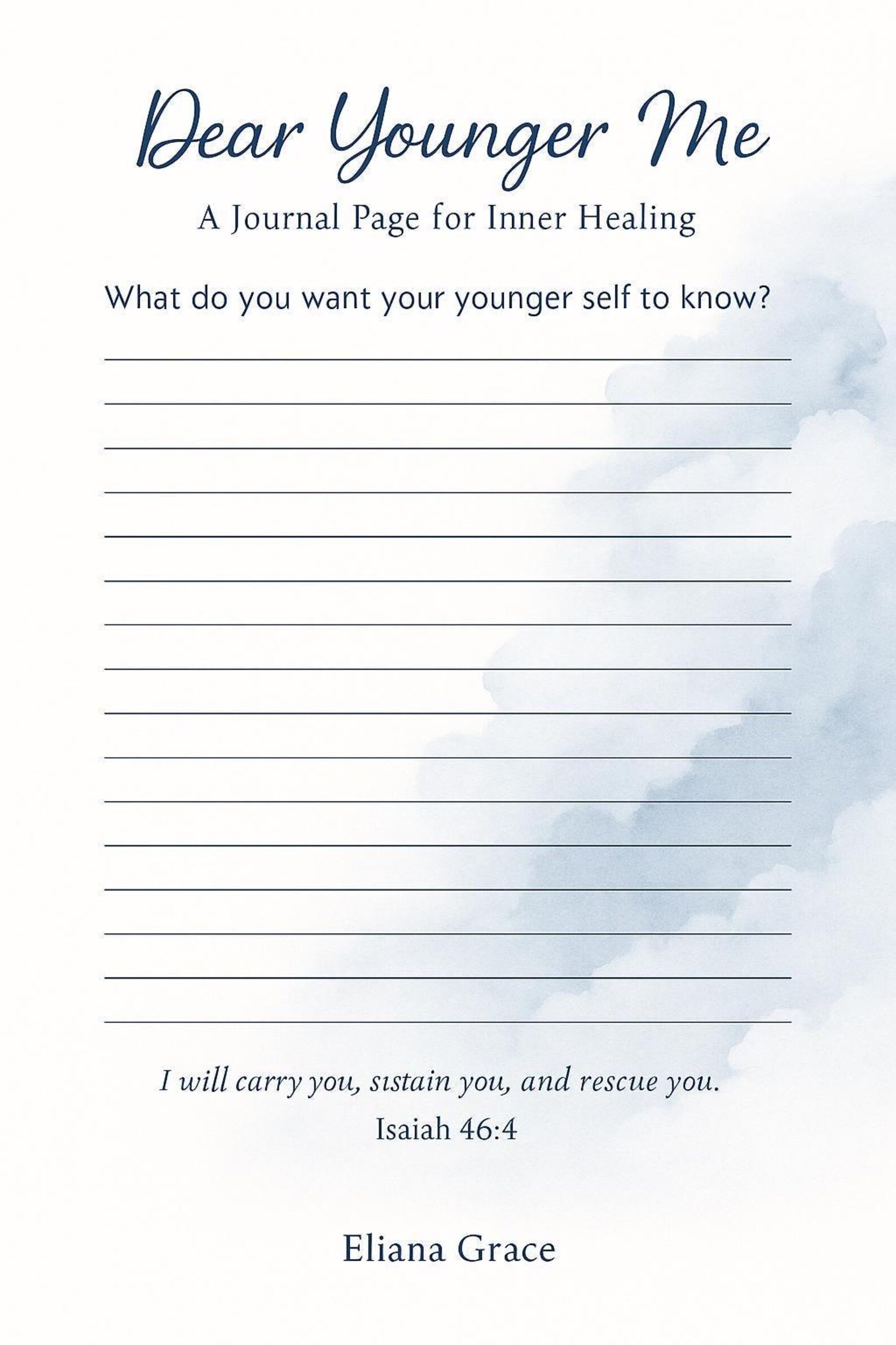 Dear Younger Me - Christian Printable Journal Page | Inner Child ...