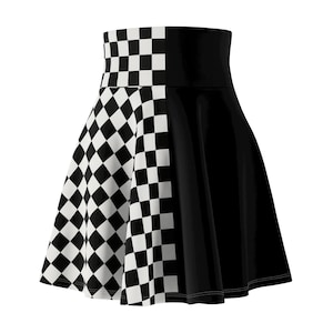 Checkered Pattern Womens Skater Skirt | Stylish, Fun, Youthful | Perfect for Festivals, Parties, Everyday Wear, Spring, Summer