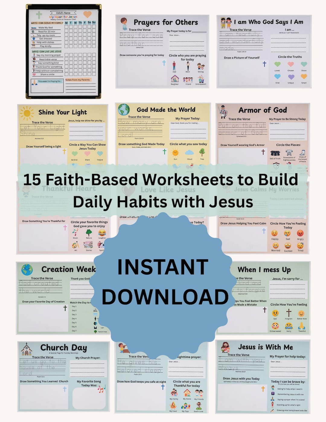 Christian Morning Menu Printable | Kids Visual Schedule | Bible Routine ...
