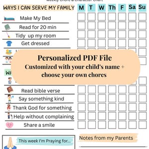 Christian Chore Chart Printable PDF • Instant Download • Kids Weekly Routine