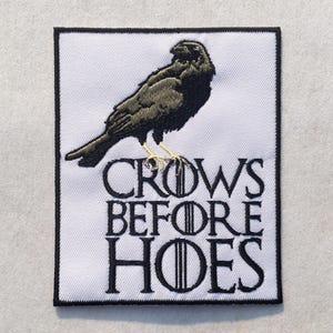Crows Before Hoes Game of Thrones Patches (2-Pack with 2 Sewing Kits) Night's Watch Embroidered Iron-on/Sew-on Applique