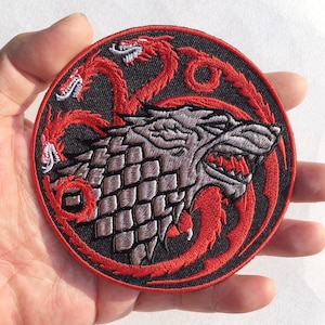 Stargaryen Patches Game of Thrones Targaryen Stark (2-Pack with 2 Sewing Kits) House of Dragon Patch Embroidered Iron-on/Sew-on Applique