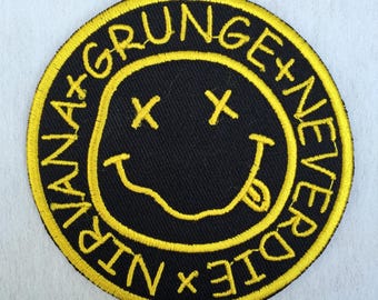 Écusson brodé nirvana smileys (paquet de 2), appliqués thermocollants grunge