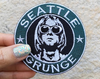 Lot de 2 écussons Kurt Cobain : écusson brodé Seattle Grunge