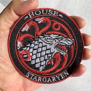 Parches de la Casa Stargaryen de Juego de Tronos Targaryen Stark (Paquete de 2 con 2 kits de costura) Casa del Dragón Bordado para planchar o coser