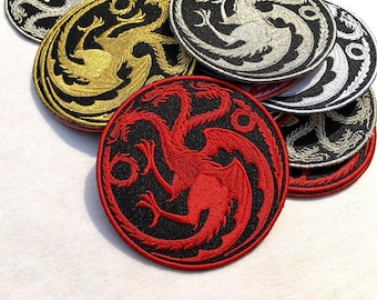 House of Dragon Targaryen Patch (2-Pack) - Embroidered Iron-on/Sew-on Applique