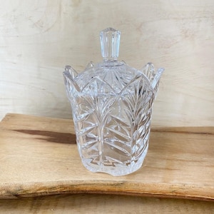 5th Avenue Portico Crystal Jelly Jar / Candy Dish With Lid - Vintage