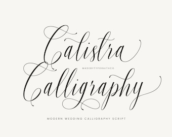 Calistra Kalligraphie-Schriftart: Moderne Hochzeit, Elegante Kalligraphie-Schrift, Signatur-Logo, Luxus handgeschrieben