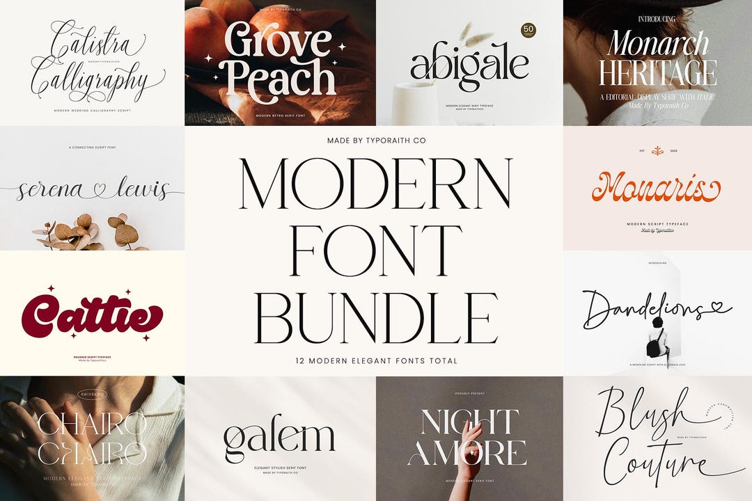 Modern Font Bundle: Elegant Serif & Script Fonts (OTF, TTF, WOFF2 ...