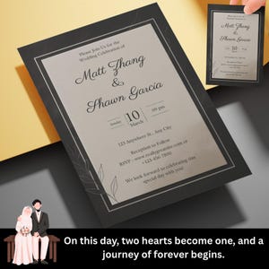Elegant Wedding Invitation Template Modern Editable Card (Canva Template)