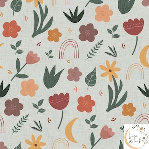 Naadloze retro bloemenpatroon / Stofontwerp / Oppervlaktepatroon / Digitale download / Herhaalpatroon / Digitaal patroon