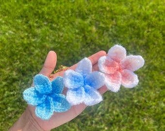 Hibiscus Flower Crochet handmade Hair clip / Keychain