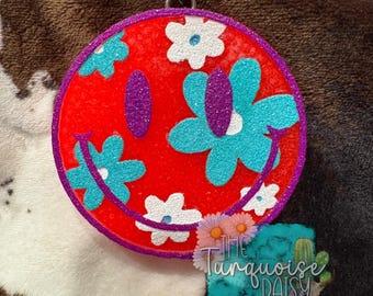 Smiley face with flowers freshie