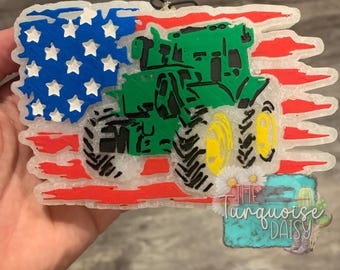 Tractor with American flag freshie