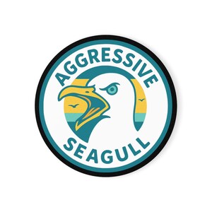 Aggressive Seagull Cork Coaster: Funny Coastal Bar Accessory