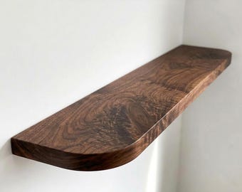 Rounded Edge Floating Shelf, Solid Walnut Wood Shelf, Curved Corner Wall Shelf, Minimalist Wooden Shelf, Handmade Modern Wall Decor