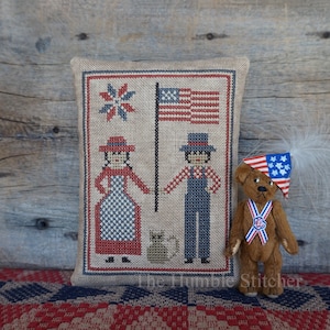 Flag Day Parade...Primitive PDF Cross Stitch Pattern By The Humble Stitcher