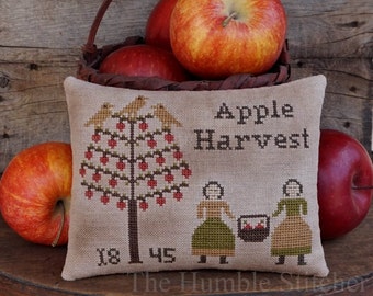 Apple Harvest...Primitive PAPER Cross Stitch Pattern By The Humble Stitcher