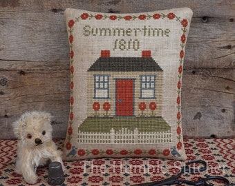 Summertime Cottage...Primitive PAPER Cross Stitch Pattern By The Humble Stitcher