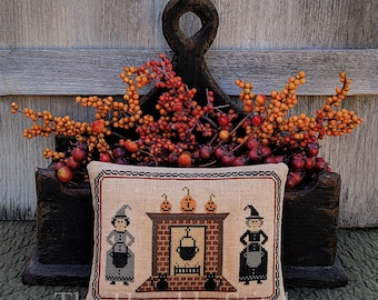 Witches' Hearth...Primitive PAPER Cross Stitch Pattern By The Humble Stitcher