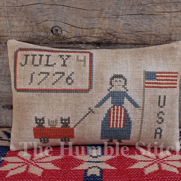 Happy Birthday USA...Primitive PAPER Cross Stitch Pattern By The Humble Stitcher