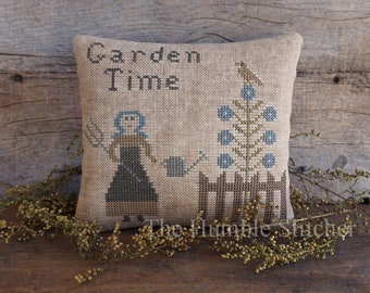 Garden Time...Primitive PAPER Cross Stitch Pattern By The Humble Stitcher