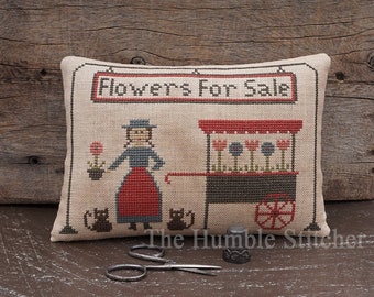 Flowers For Sale...Primitive PAPER Cross Stitch Pattern By The Humble Stitcher
