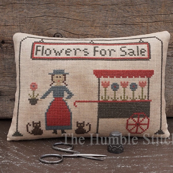 Flowers For Sale...Primitive PAPER Cross Stitch Pattern By The Humble Stitcher