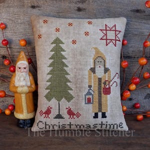 Natal... Padrão de Ponto Cruz em PDF com estilo primitivo, da The Humble Stitcher.